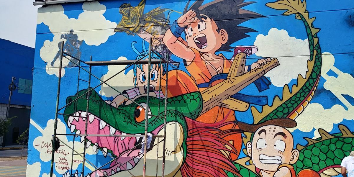 Goku de Dragon Ball en mural que rinde homenaje a Akira Toriyama