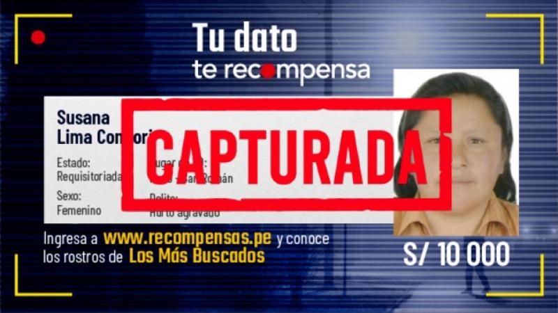 Captura Policía Nacional Susana Lima hurto Mininter 
