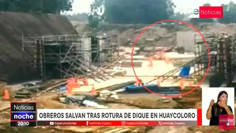 Chosica: obreros  rotura de dique  quebrada Huaycoloro