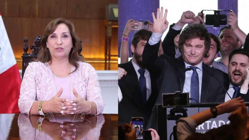 Presidenta Dina Boluarte  Javier Milei presidente elector de Argentina