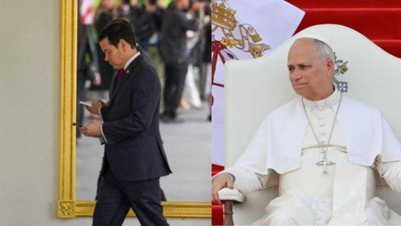 papa León XIV y Marco Rubio