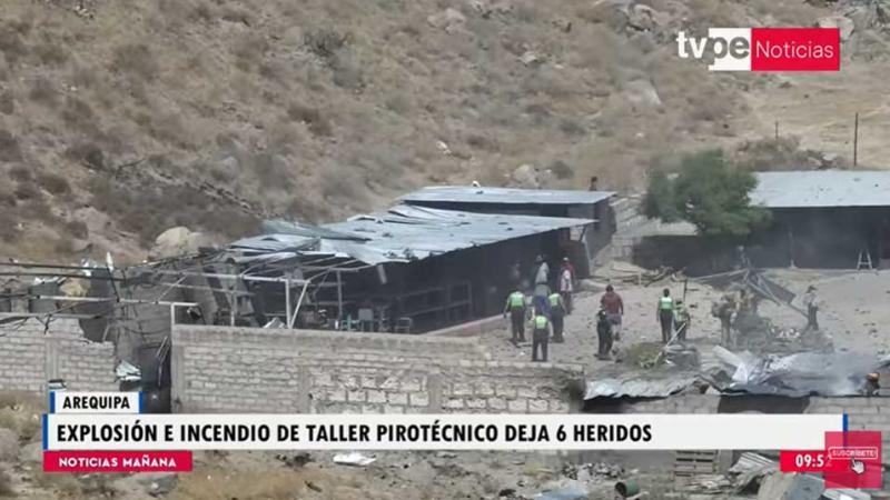 Arequipa explosión incendio taller pirotécnico heridos