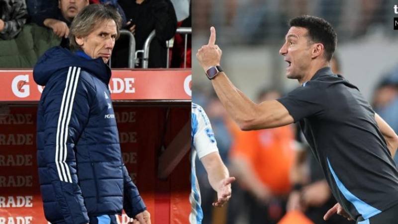 Entenadores Lionel Scaloni, y Ricardo Gareca,