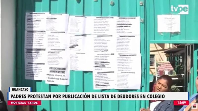 Huancayo: padres protestan por publicación de lista de deudores en colegio