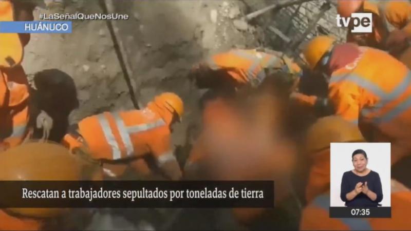 Huánuco accidente laboral obreros trabajadores sepultados