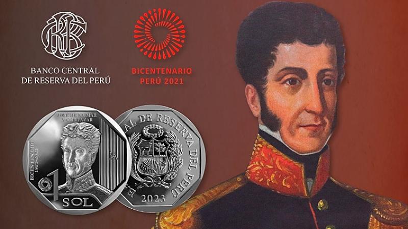 Moneda acuñada conmemora uno de los héroes del Bicentenario y constructores de la República. (Imagen:BCR) 
