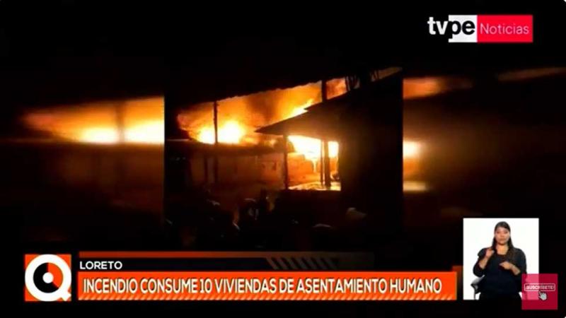 Loreto incendio 11 viviendas asentamiento humano