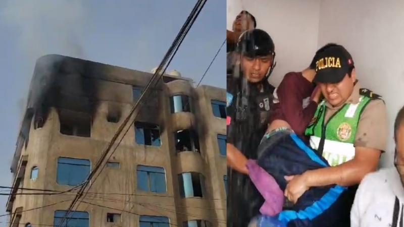 Los Olivos Incendio Rescate Policía Nacional serenos bomberos atrapados menor de edad