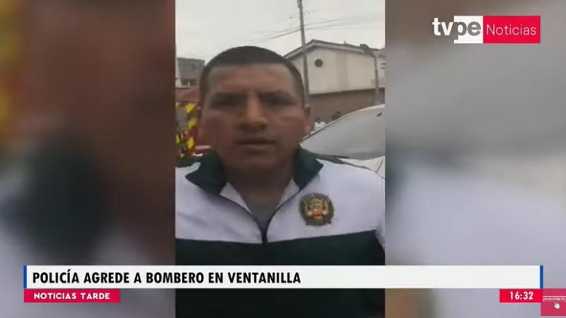 policía agrede a bombero en Ventanilla