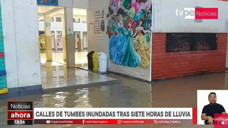 Tumbes: intensas lluvias provocan inundaciones y daños en calles de la región