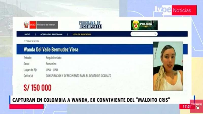 Wanda del Valle ‘Maldito Cris’ capturada Colombia