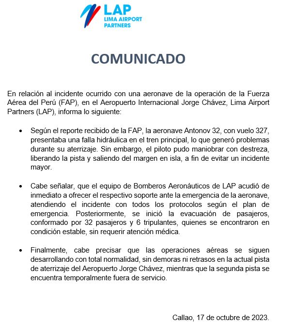 Comunicado de LAP 