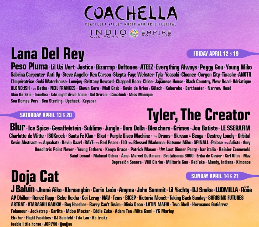 LINe up youtube coachella