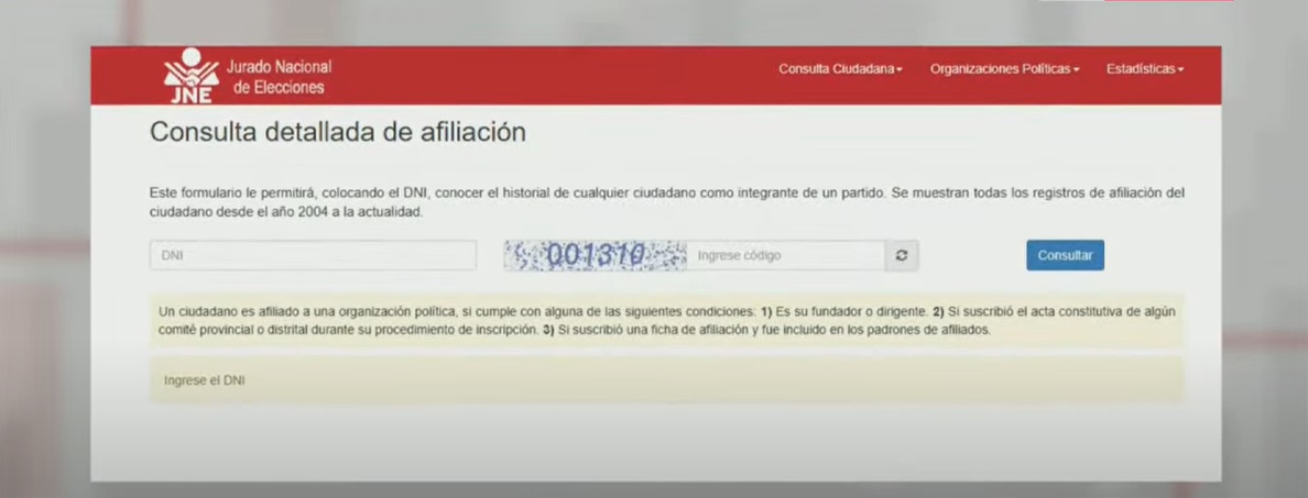afiliación JNE partidos políticos 
