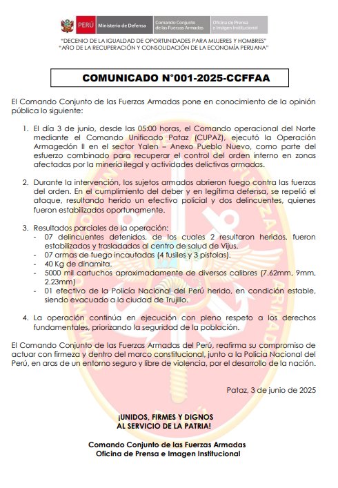 pataz armagedon comando conjunto minería ilegal