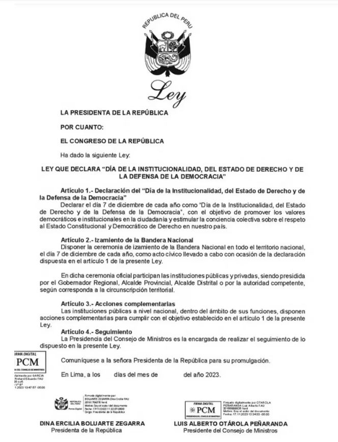 7 de diciembre Día de la Institucionalidad