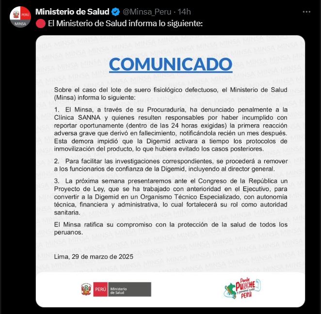 Minsa clínica Sanna
