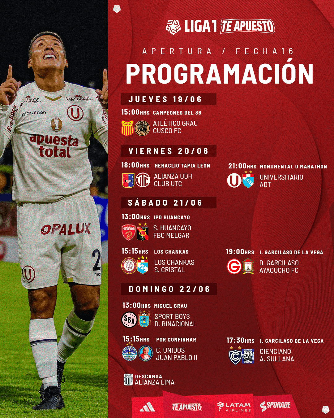 fecha 16 torneo apertura