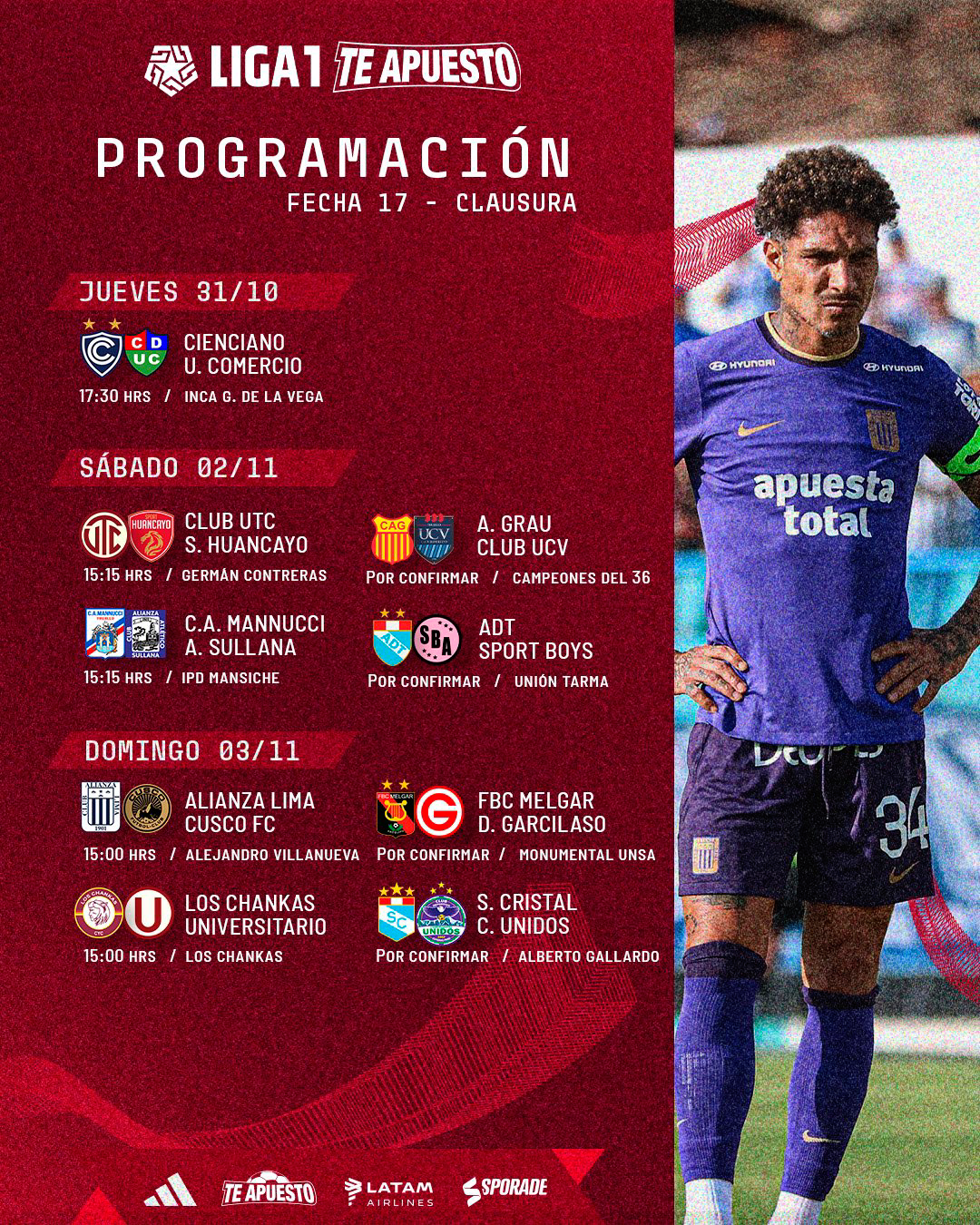 FECHA 17 DEL TORNEO CLAUSURA DE LA LIGA 1