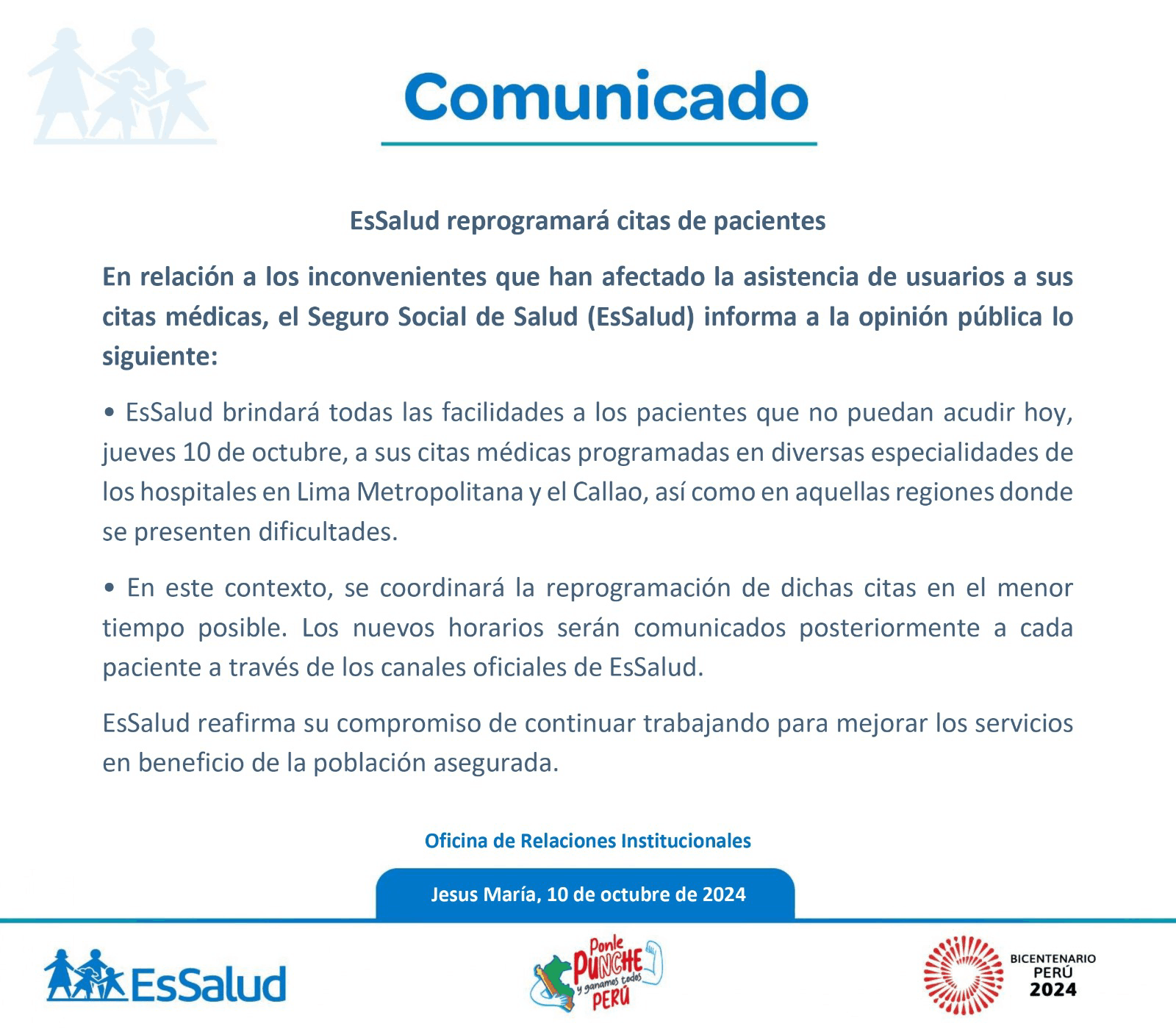 comunicado essalud