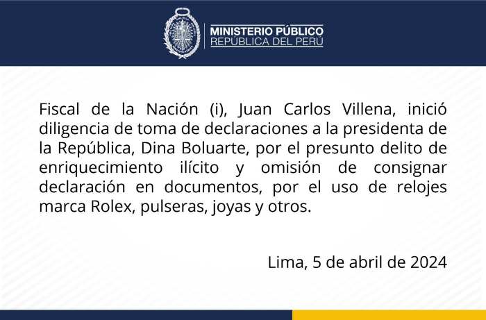 DINA BOLUARTE - MINISTERIO PÚBLICO