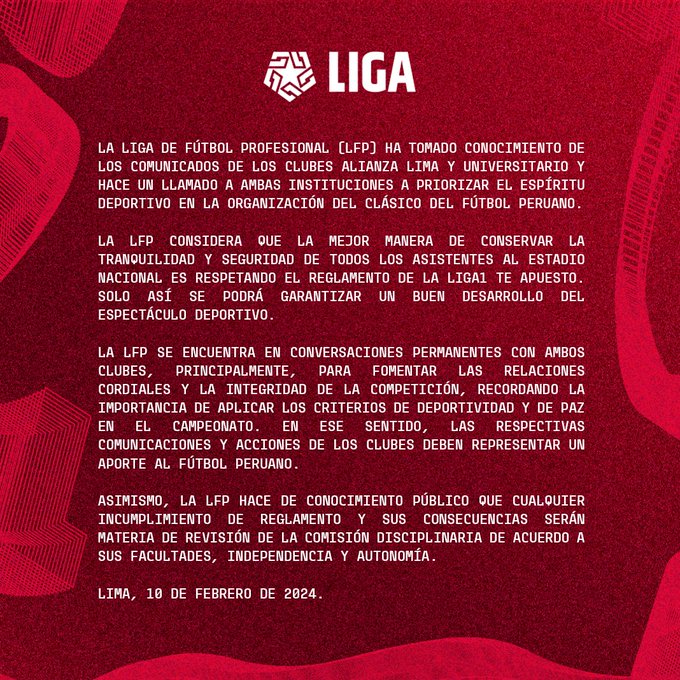 COMUNICADO DE LIGA 1