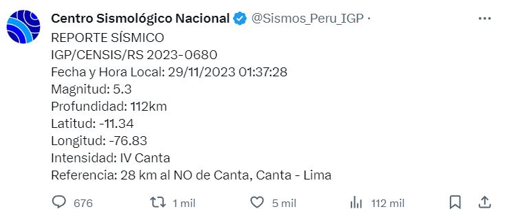 SISMO LIMA 29 DE NOVIEMBRE