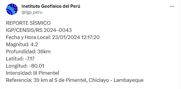 TEMBLOR CHICLAYO
