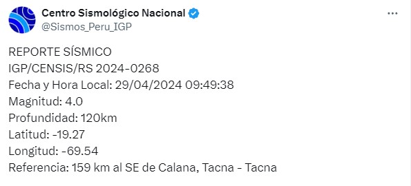 TEMBLOR EN TACNA