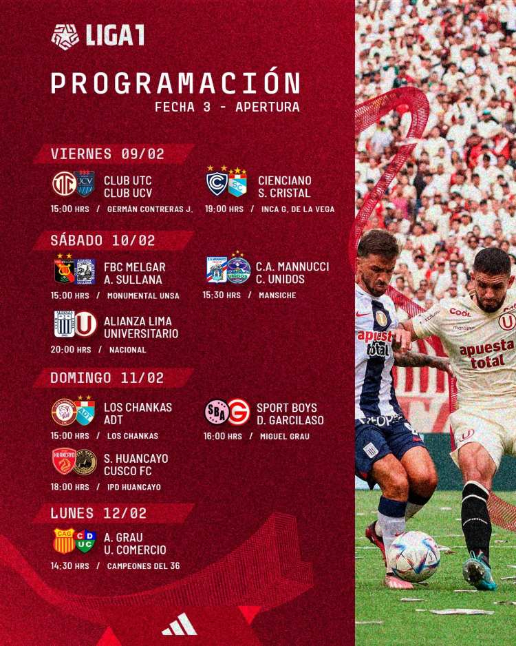 PROGRAMACIÓN DE LA FECHA 3 DEL APERTURA