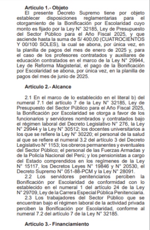 Bono por escolaridad,