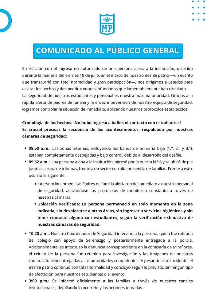 comunicado colegio