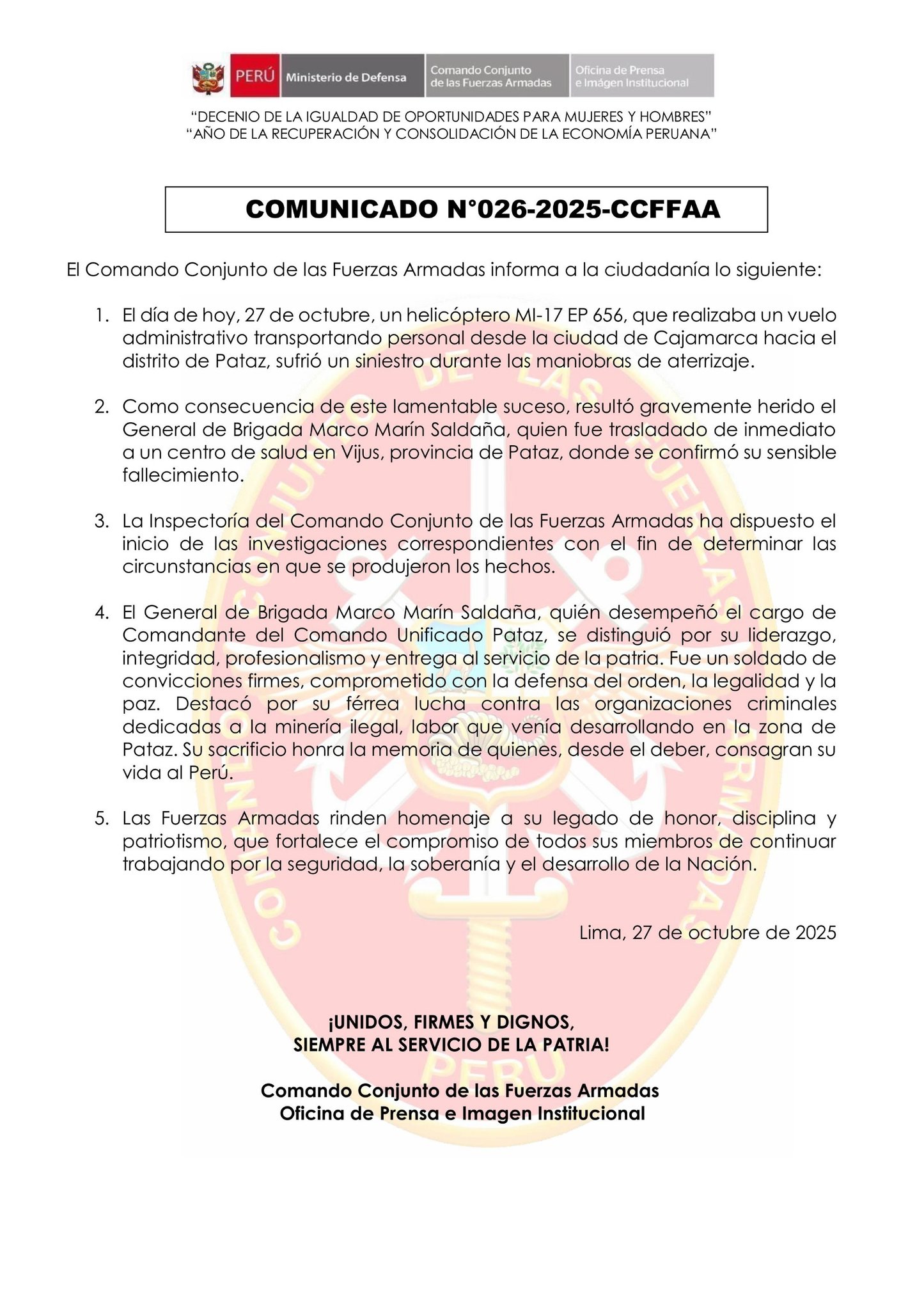 comando unificado pataz comando pataz CC. FF. AA.