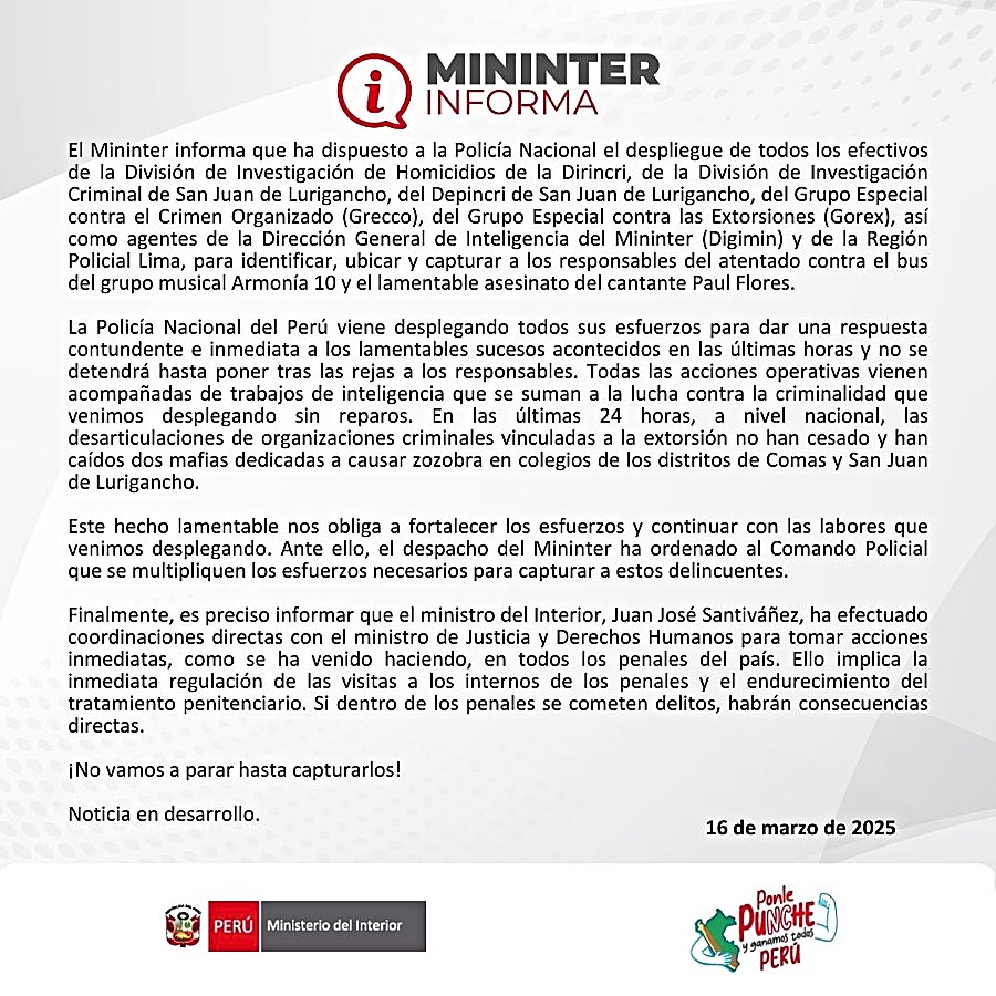 ministerio del Interior PNP