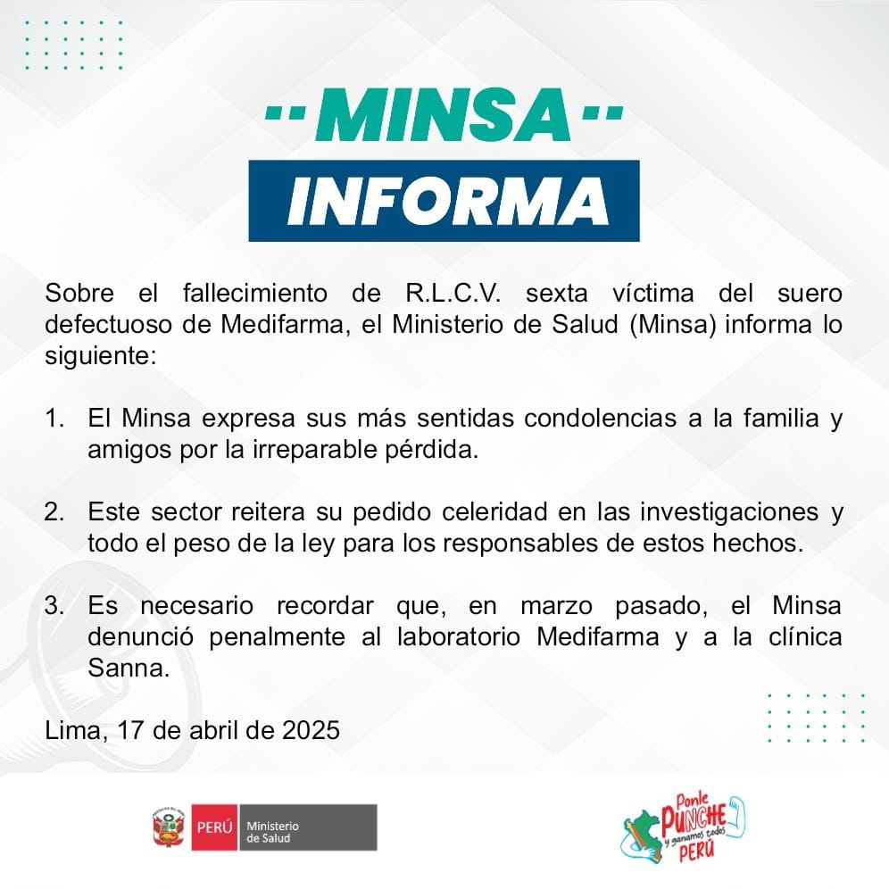 minsa clínica sanna medifarma suero muerto